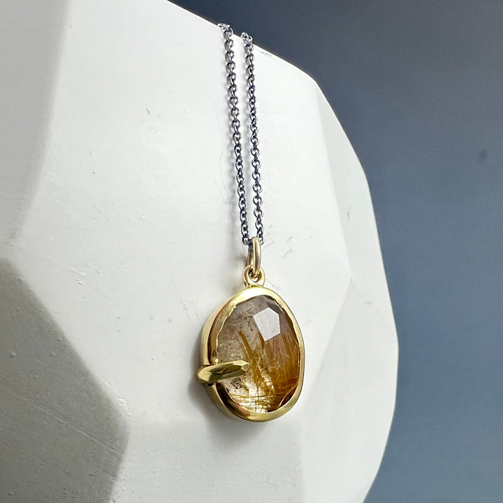 Pebble - Rutile Quartz Rose Cut Pendant