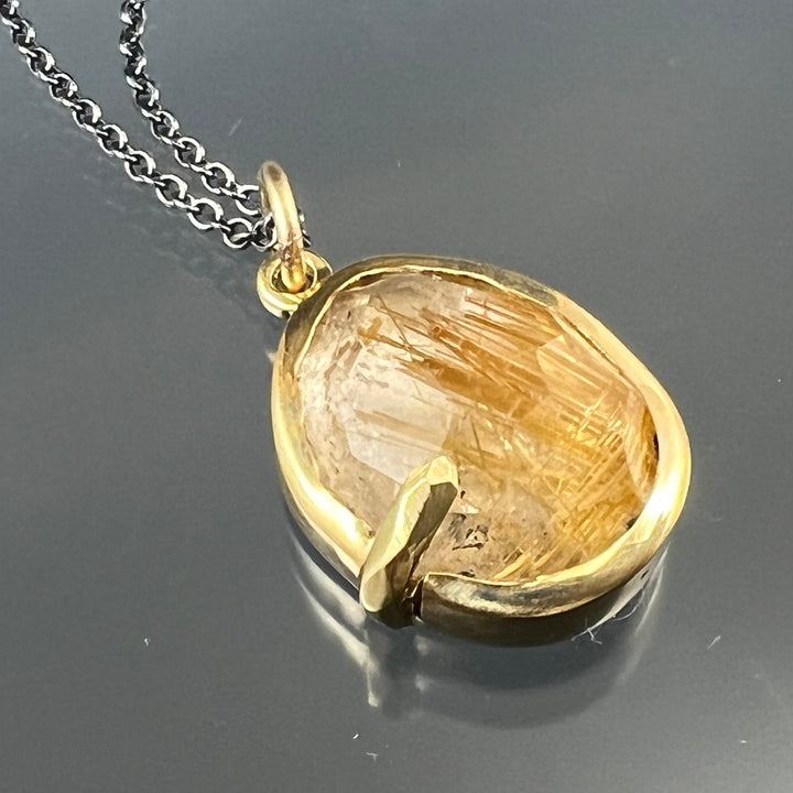 Pebble - Rutile Quartz Rose Cut Pendant