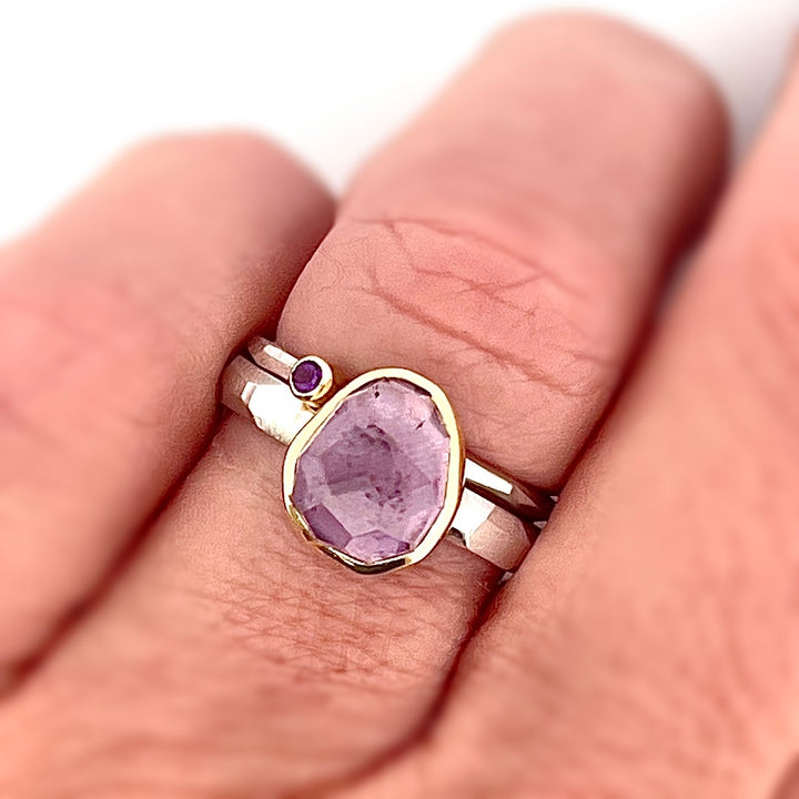 Amethyst Chiseled Ring Stack