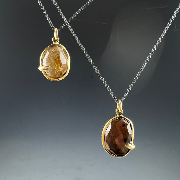 Pebble - Rutile Quartz Rose Cut Pendant
