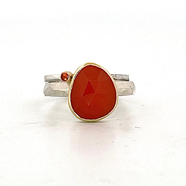 Carnelian Chiseled Ring Stack