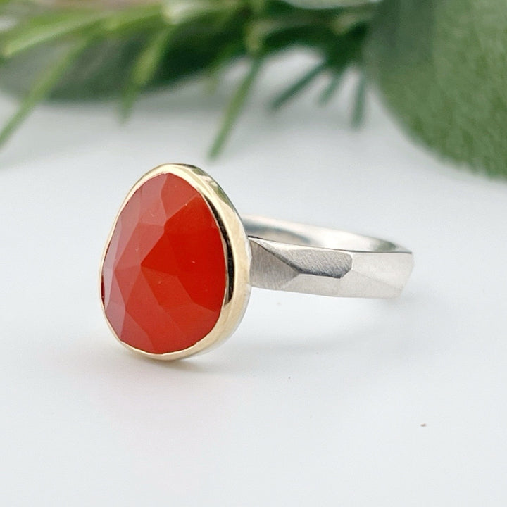 Carnelian Chiseled Ring Stack