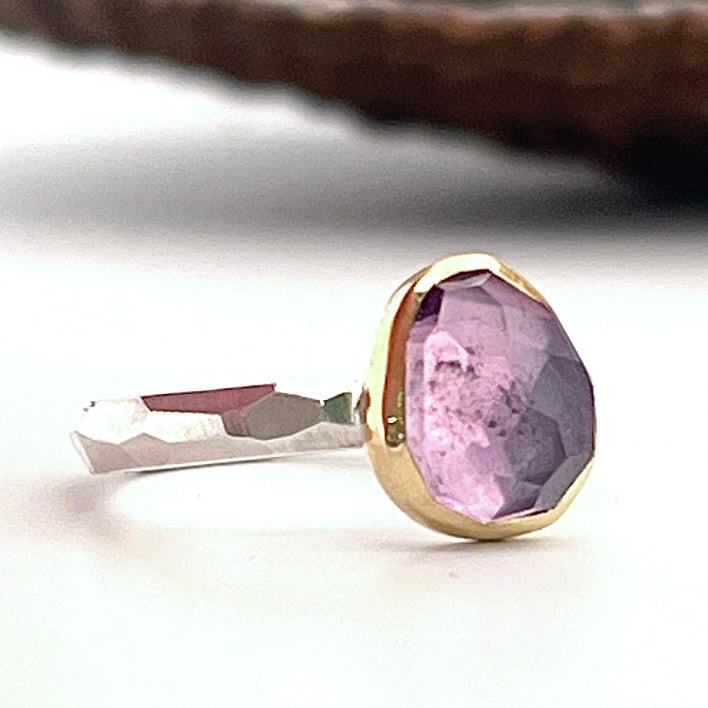 Amethyst Chiseled Ring Stack