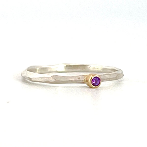 Amethyst Chiseled Ring Stack