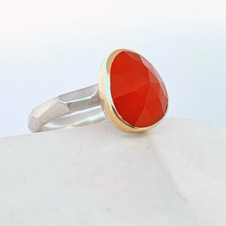 Carnelian Chiseled Ring Stack
