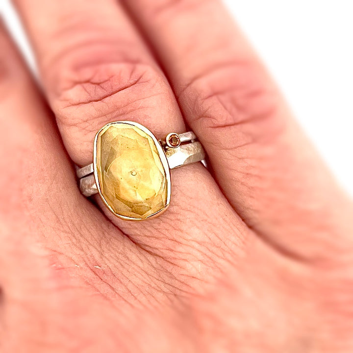 Citrine Chiseled Ring Stack