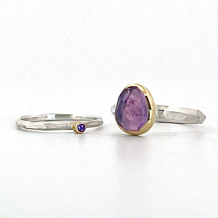 Amethyst Chiseled Ring Stack