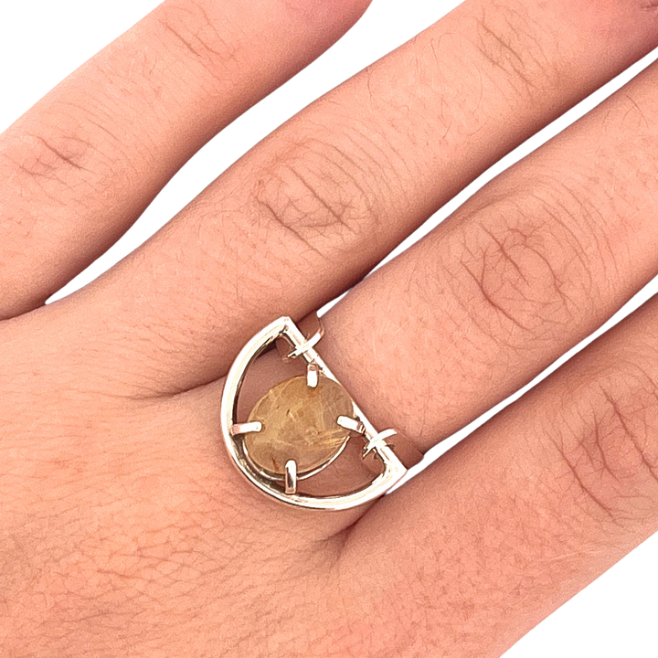 Gold Rutilated Quartz Swing Ring