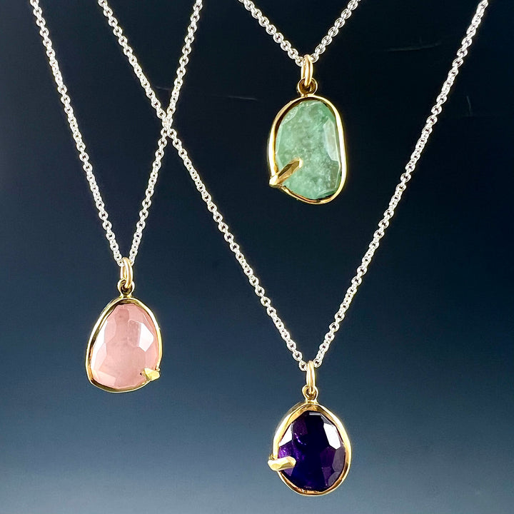 Pebble - Rose Quartz Rose Cut Necklace