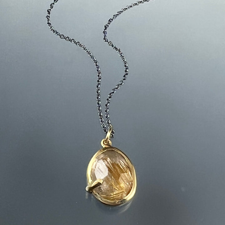 Pebble - Rutile Quartz Rose Cut Pendant