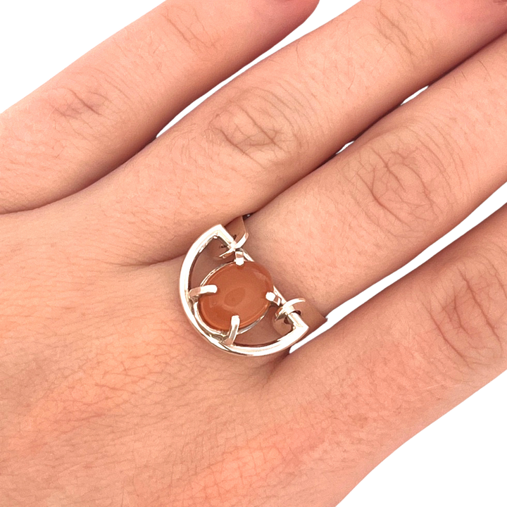 Peach Moonstone Swing Ring