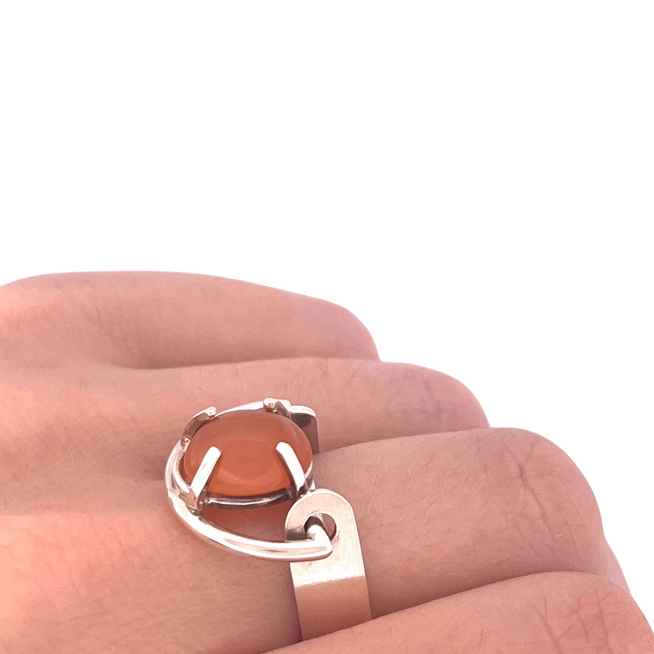 Peach Moonstone Swing Ring