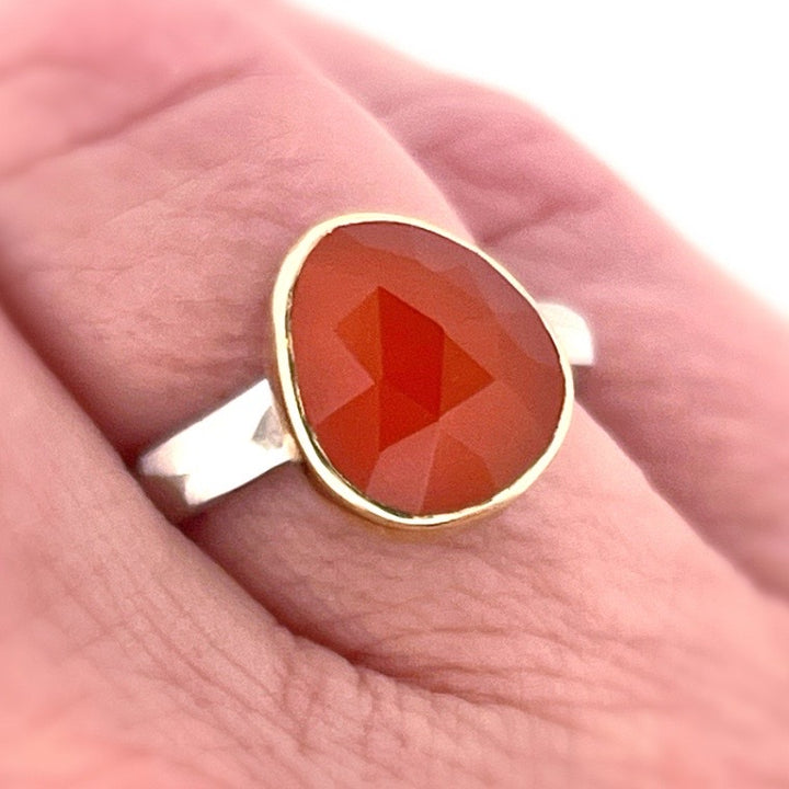 Carnelian Chiseled Ring Stack