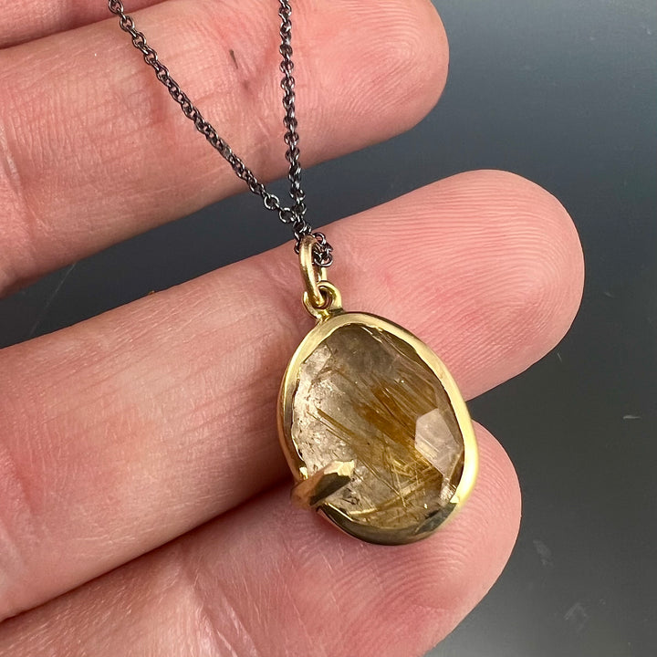 Pebble - Rutile Quartz Rose Cut Pendant
