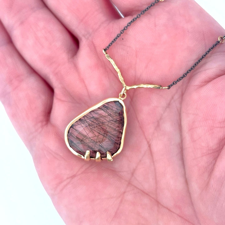 Rutile Quartz Rose Cut Necklace