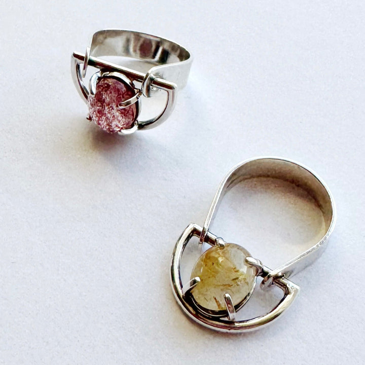 Gold Rutilated Quartz Swing Ring