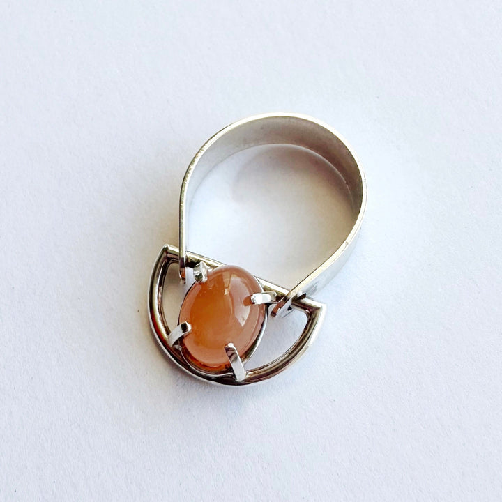 Peach Moonstone Swing Ring