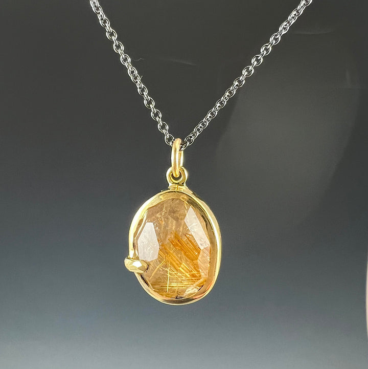 Pebble - Rutile Quartz Rose Cut Pendant