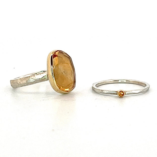 Citrine Chiseled Ring Stack