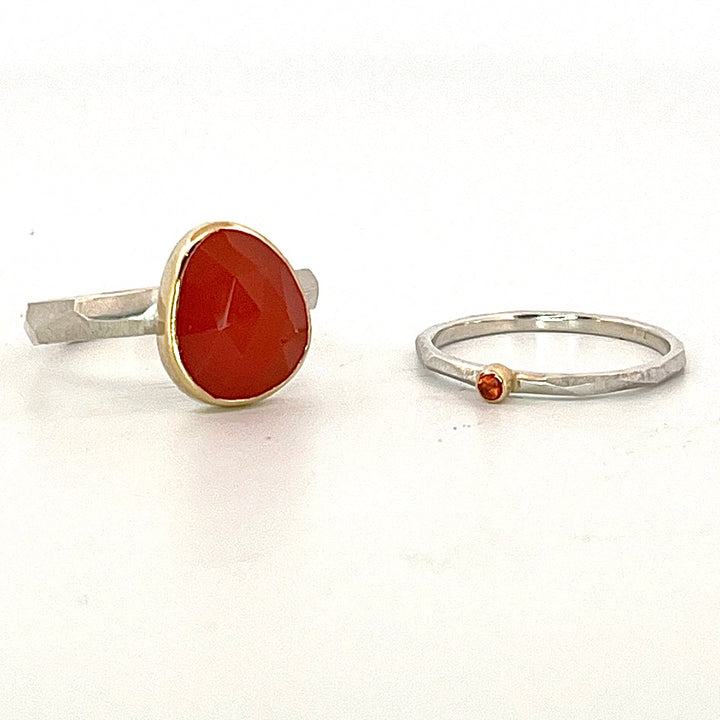 Carnelian Chiseled Ring Stack