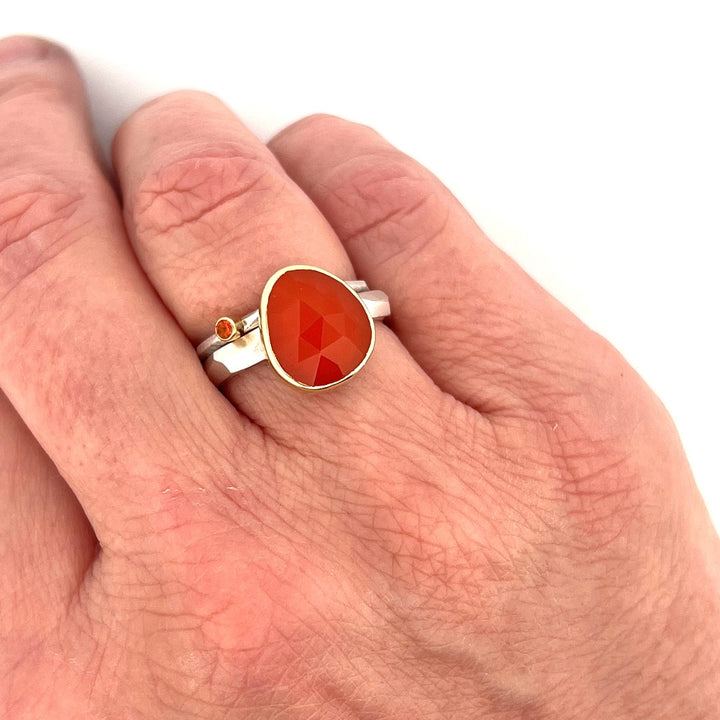 Carnelian Chiseled Ring Stack