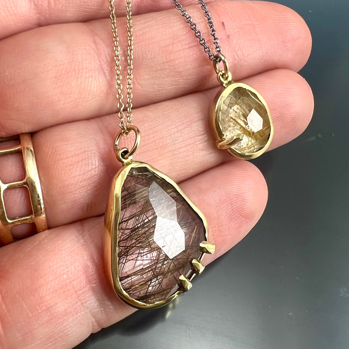 Pebble - Rutile Quartz Rose Cut Pendant
