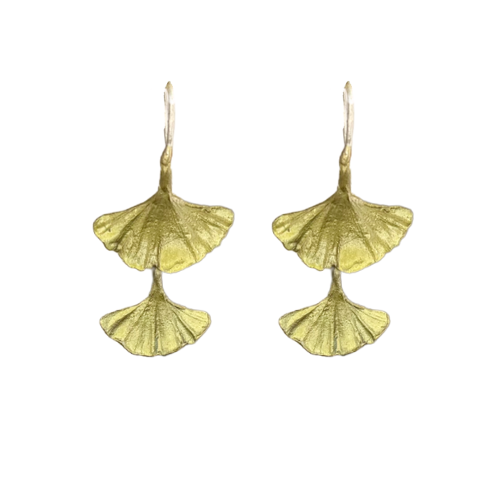 Ginkgo Double Drop Wire Earrings