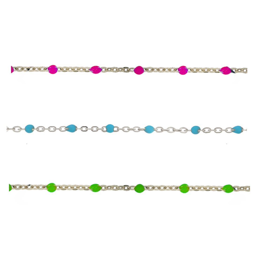 Silver & Enamel Cable Chain (Permanent Jewelry)