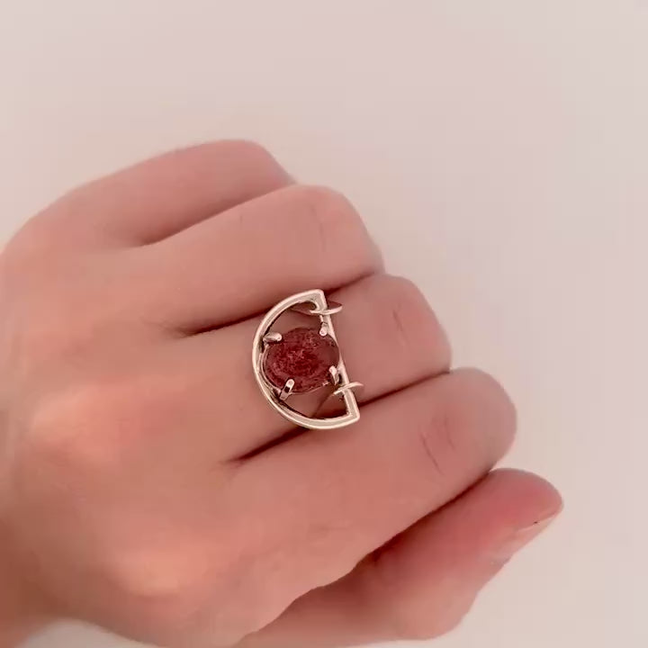 Gold Rutilated Quartz Swing Ring