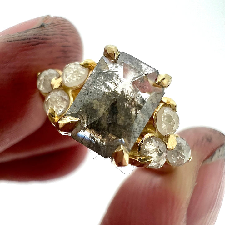 Celestial salt and pepper diamond ring