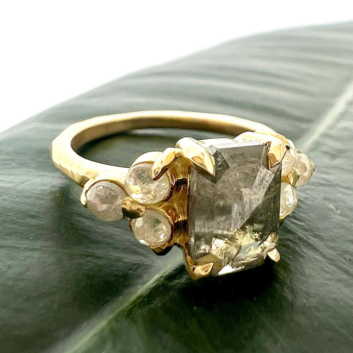 Celestial salt and pepper diamond ring