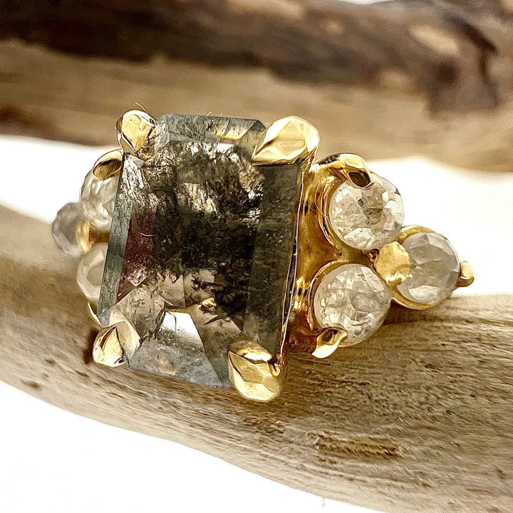 Celestial salt and pepper diamond ring