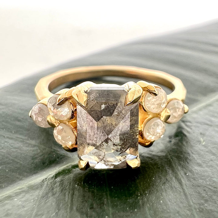 Celestial salt and pepper diamond ring