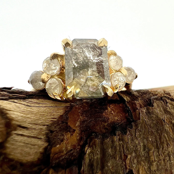 Celestial salt and pepper diamond ring