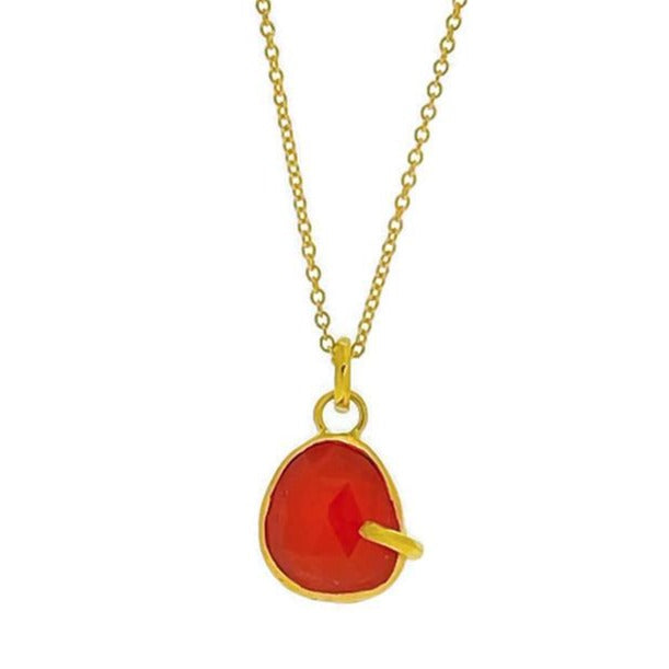 Pebble - 18k gold Carnelian Rose Cut Pendant