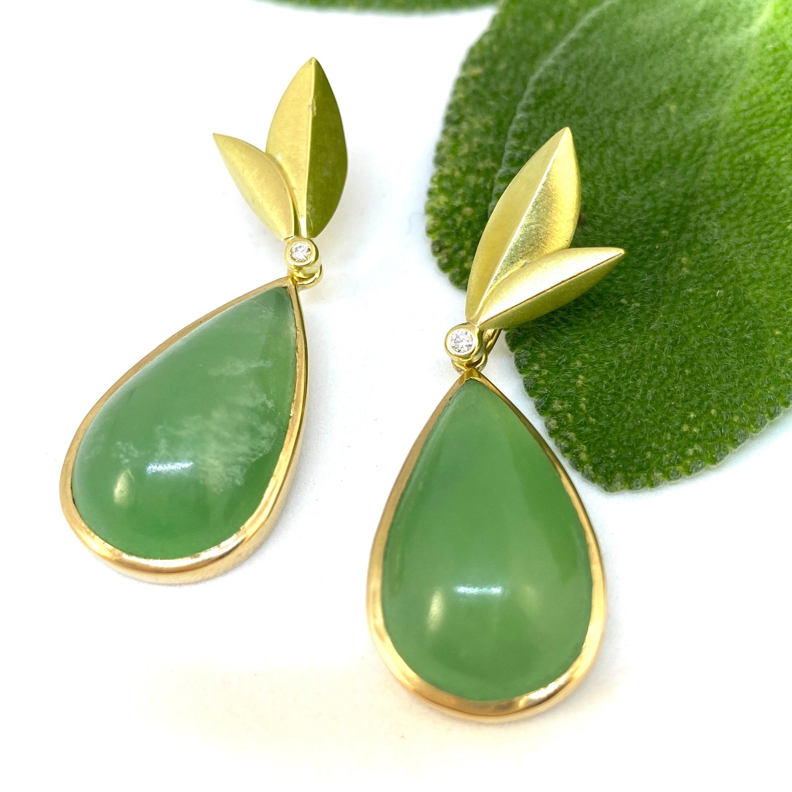 Full view of Chrysoprase - Convertible Bloom Earrings.