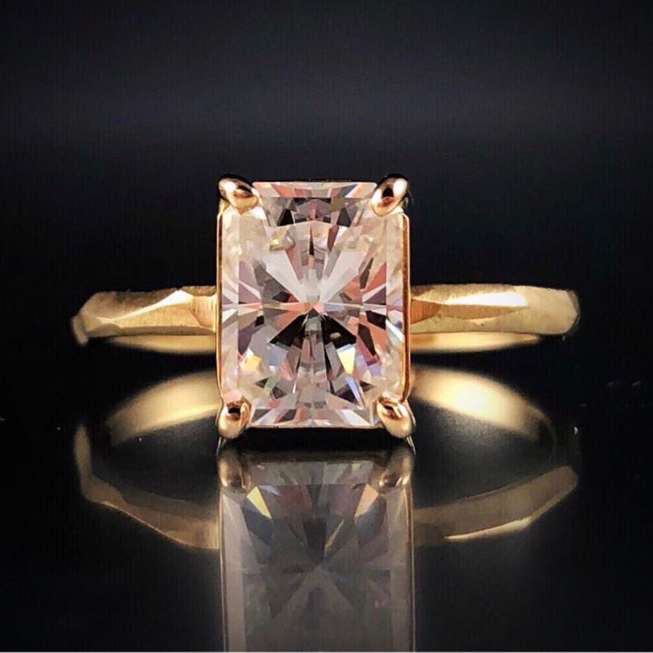 Full view of Radiant Cut Moissanite - Chiseled Engagement Ring.