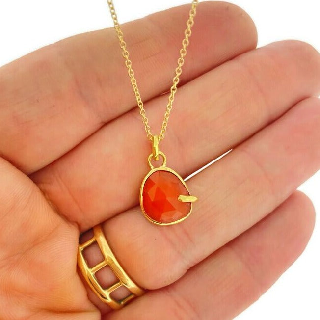 Pebble - 18k gold Carnelian Rose Cut Pendant