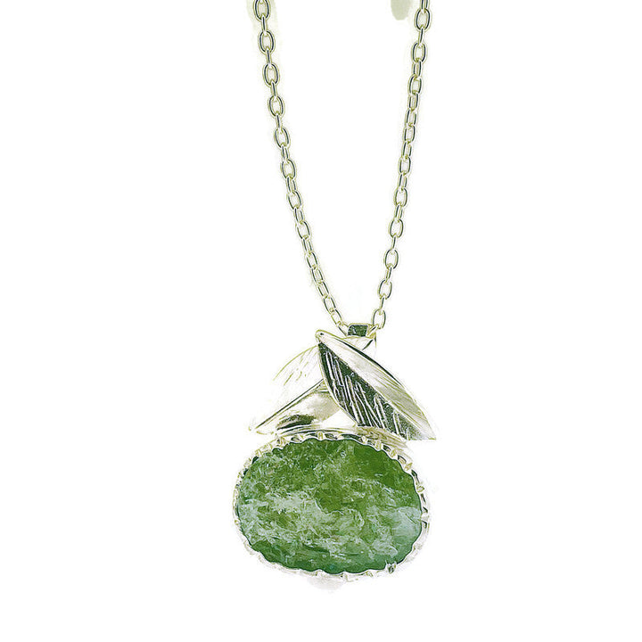 Raw Green Beryl - Falling Leaves Pendant