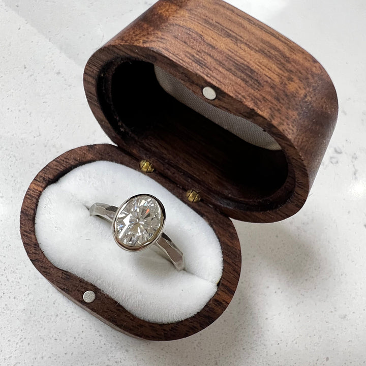 Oval Moissanite Faceted Engagement Ring - 1.33 ct