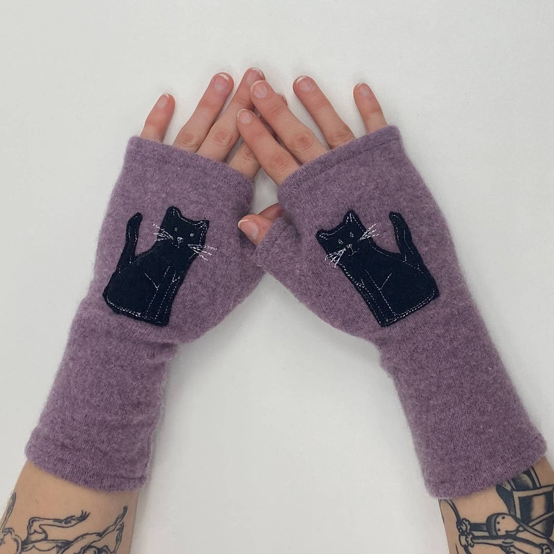 Fingerless Cashmere Gloves-Cat