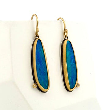 Australian Opal Drop Earrings with Diamonds