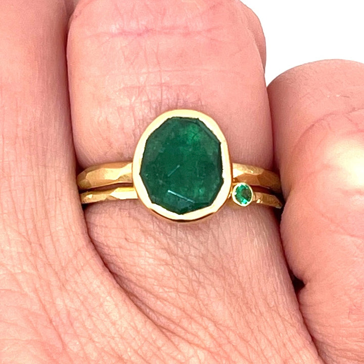 Emerald Chiseled Ring Stack