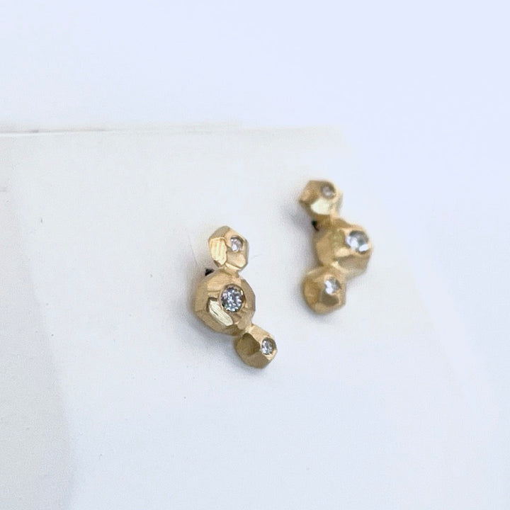 Faceted Nugget Crawler stud earrings - Diamond