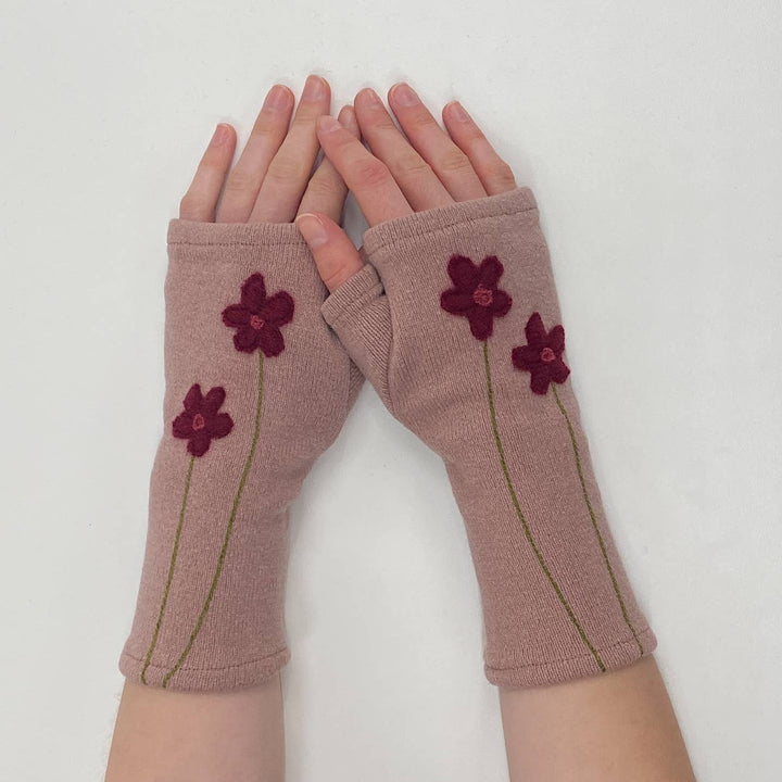 Fingerless Cashmere Gloves-Wildflower