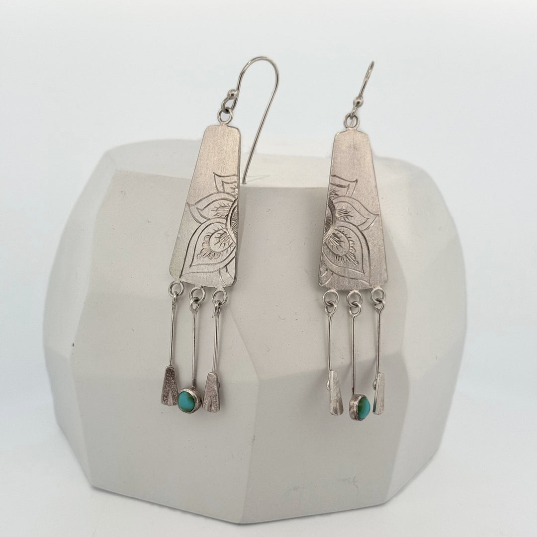 Henna Flower with Turquoise Earrings