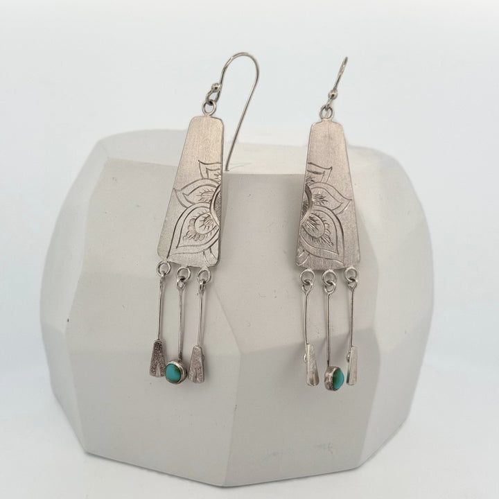 Henna Flower with Turquoise Earrings