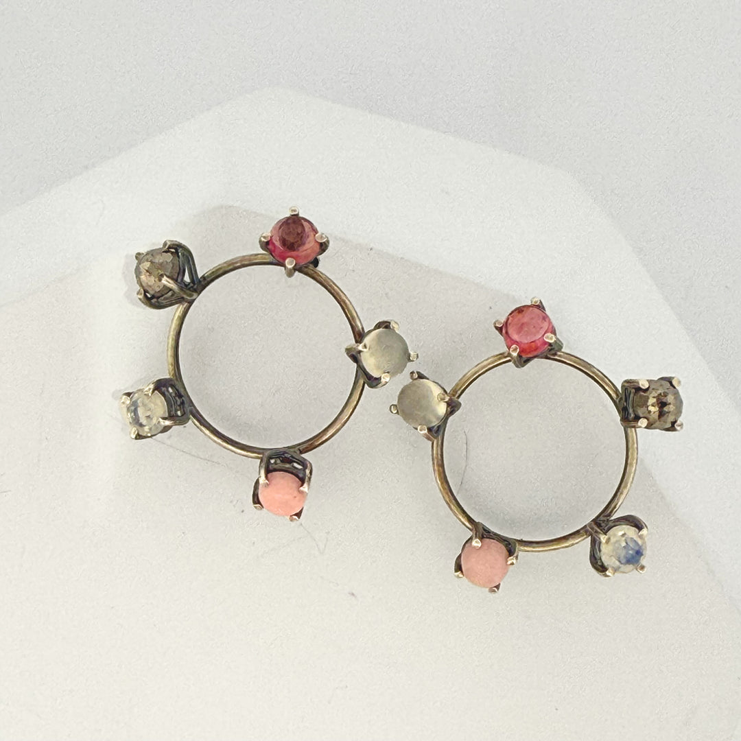 5 Stone Circle Earrings