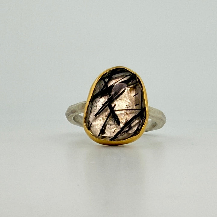 Tourmalinated Quartz Chiseled Ring