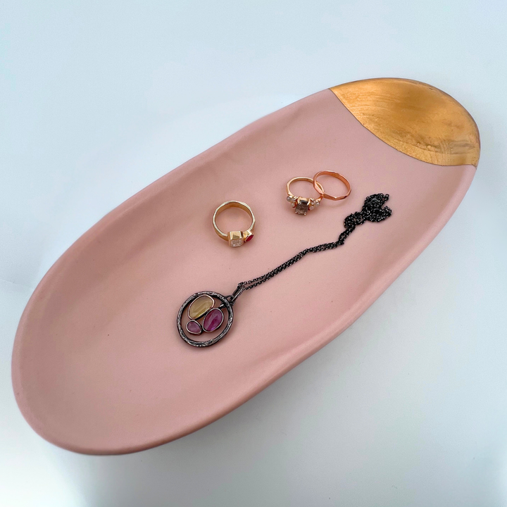 Pink and Gold Ceramic Catch-All Dish